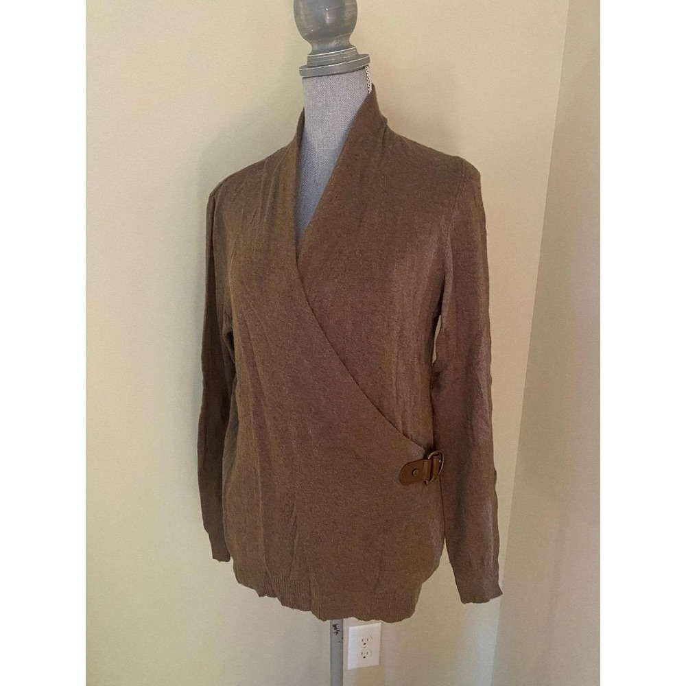 Ralph Lauren Women's brown wrap sweater buckle detail women large s64
